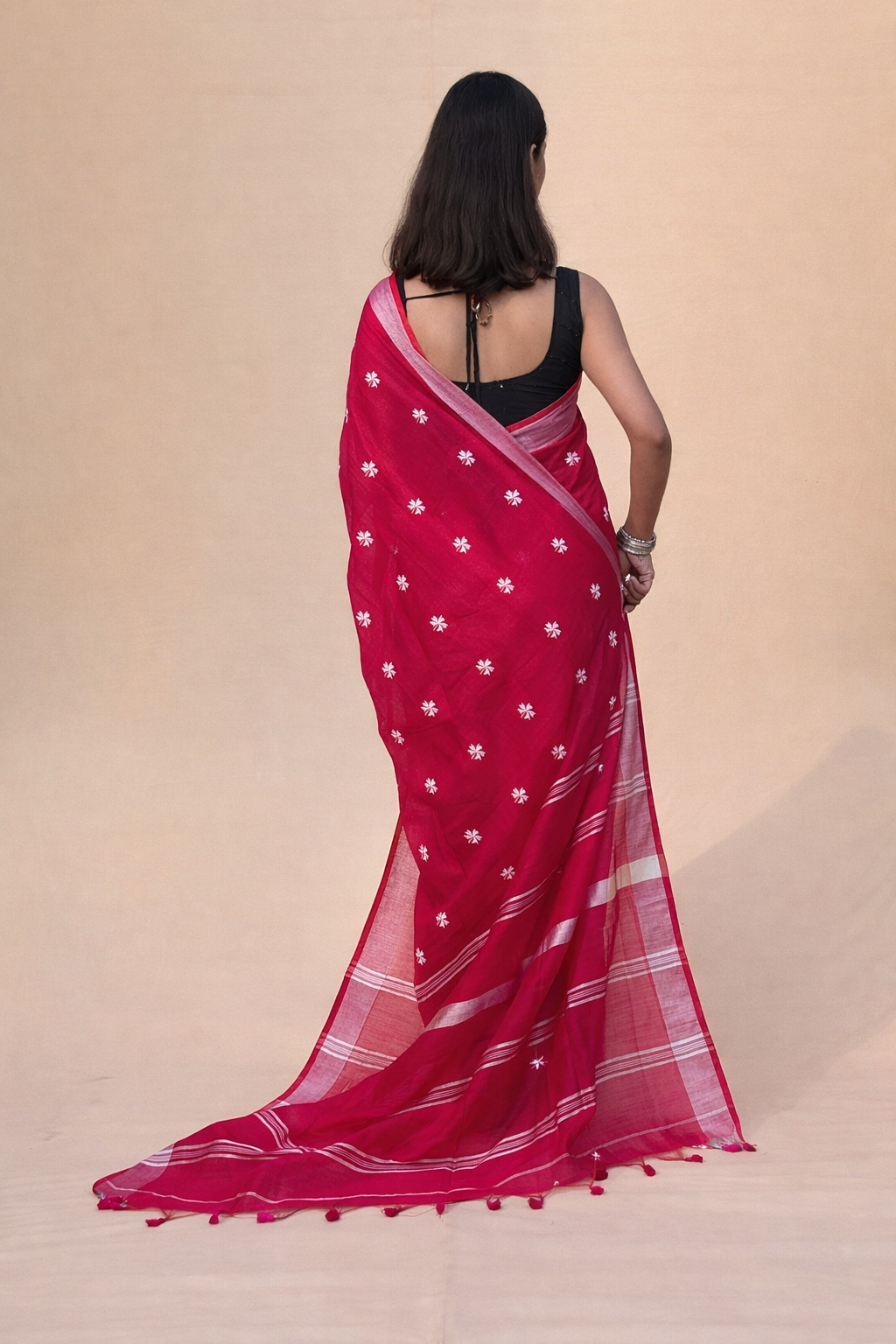 Pink Mal Cotton Embroidered Saree with Soft Border