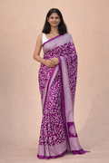 Art Chiffon Printed Saree in Purple with White Floral Design