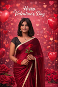 Ri Andru Maroon Chiffon Saree with Mirror Work Border