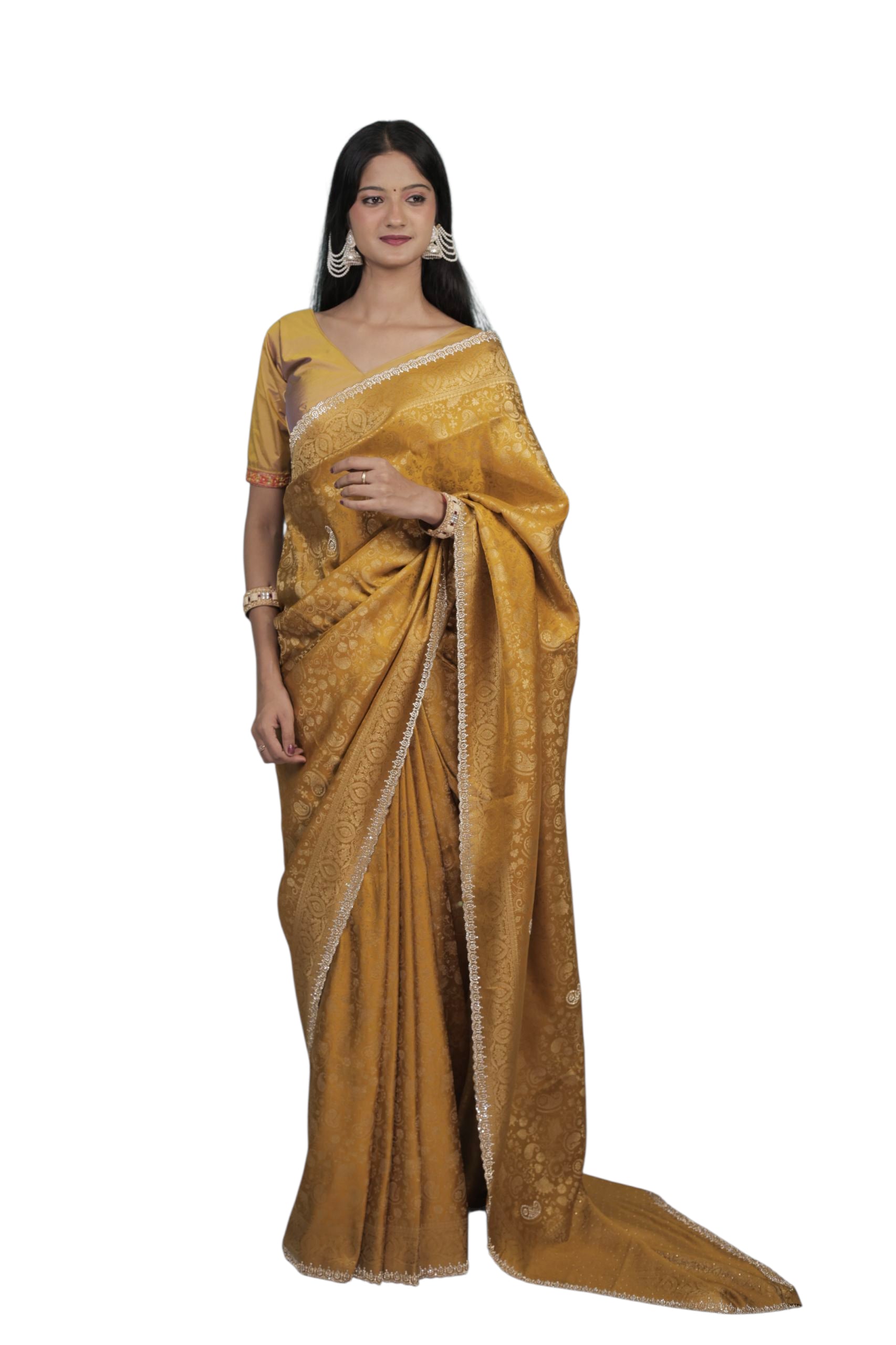 Golden Silk Saree with Jacquard Workroduct