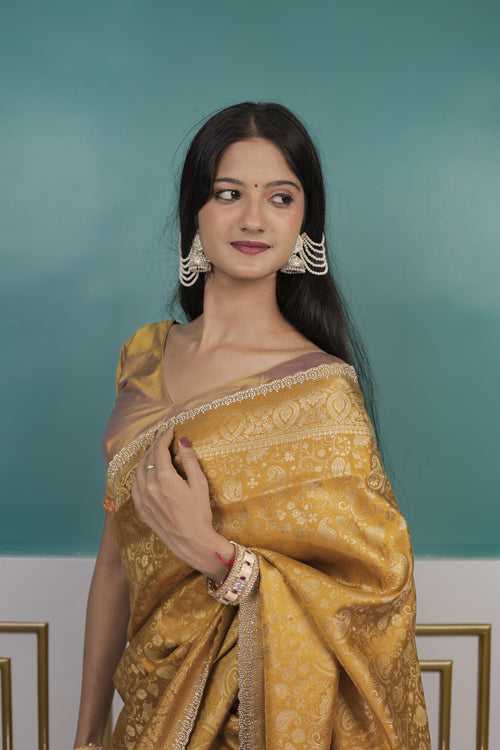 Golden Silk Saree with Jacquard Workroduct